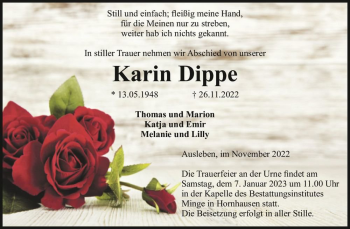 Traueranzeige von Karin Dippe  von Magdeburger Volksstimme