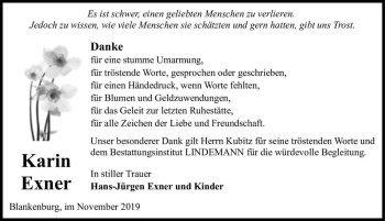 Traueranzeige von Karin Exner  von Magdeburger Volksstimme