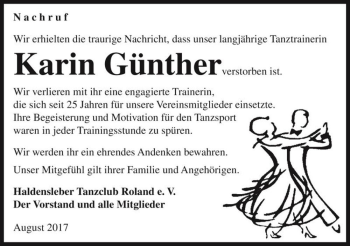 Traueranzeige von Karin Günther  von Magdeburger Volksstimme