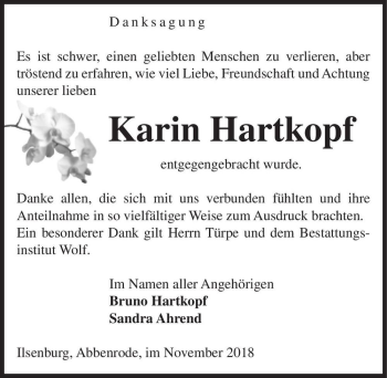 Traueranzeige von Karin Hartkopf  von Magdeburger Volksstimme