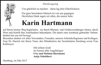 Traueranzeige von Karin Hartmann  von Magdeburger Volksstimme