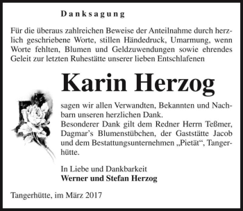 Traueranzeige von Karin Herzog  von Magdeburger Volksstimme