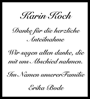 Traueranzeige von Karin Koch  von Magdeburger Volksstimme