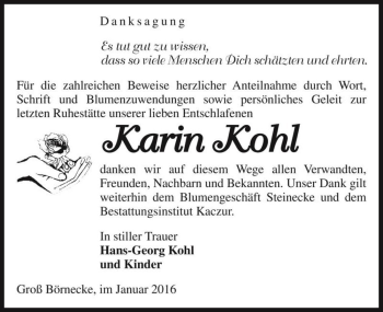 Traueranzeige von Karin Kohl  von Magdeburger Volksstimme
