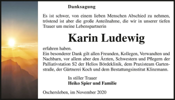 Traueranzeige von Karin Ludewig  von Magdeburger Volksstimme