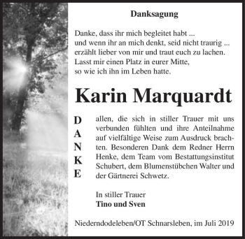 Traueranzeige von Karin Marquardt  von Magdeburger Volksstimme