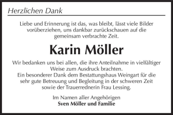 Traueranzeige von Karin Möller  von Magdeburger Volksstimme