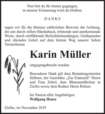 Traueranzeige von Karin Müller  von Magdeburger Volksstimme