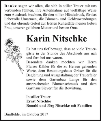 Traueranzeige von Karin Nitschke  von Magdeburger Volksstimme