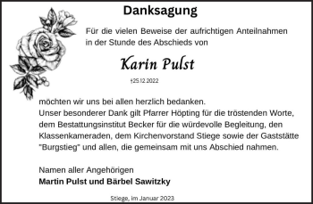 Traueranzeige von Karin Pulst  von Magdeburger Volksstimme