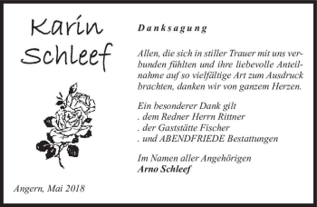 Traueranzeige von Karin Schleef  von Magdeburger Volksstimme