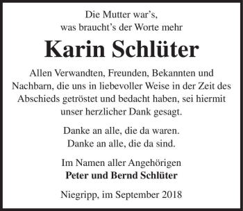 Traueranzeige von Karin Schlüter  von Magdeburger Volksstimme
