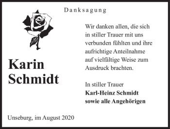 Traueranzeige von Karin Schmidt  von Magdeburger Volksstimme