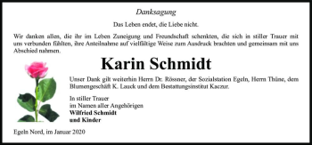 Traueranzeige von Karin Schmidt  von Magdeburger Volksstimme