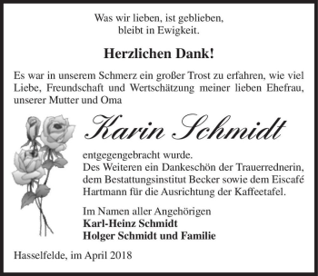 Traueranzeige von Karin Schmidt  von Magdeburger Volksstimme