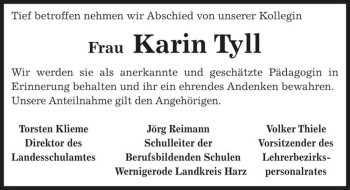 Traueranzeige von Karin Tyll  von Magdeburger Volksstimme