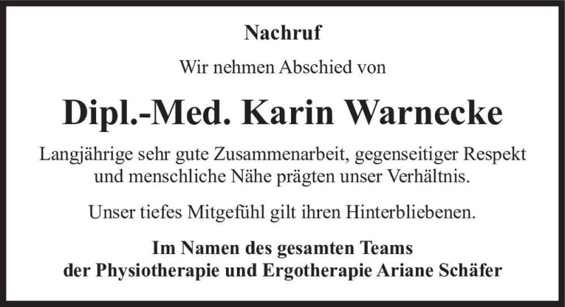  Traueranzeige für Karin Warnecke  vom 09.10.2021 aus Magdeburger Volksstimme