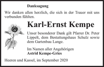 Traueranzeige von Karl-Ernst Kempe  von Magdeburger Volksstimme