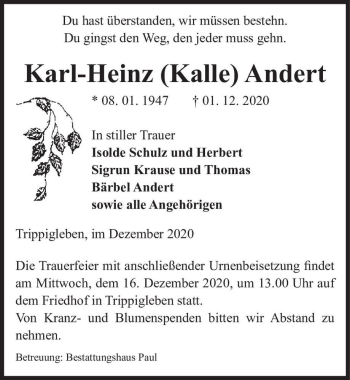 Traueranzeige von Karl-Heinz 