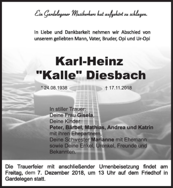 Traueranzeige von Karl-Heinz 