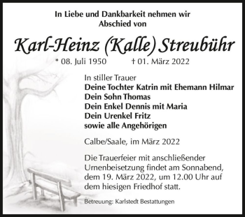 Traueranzeige von Karl-Heinz 