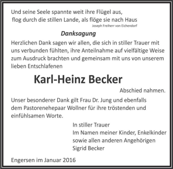 Traueranzeige von Karl-Heinz Becker  von Magdeburger Volksstimme