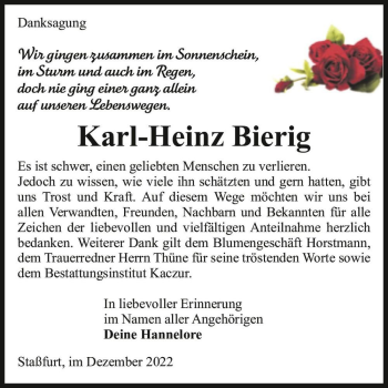 Traueranzeige von Karl-Heinz Bierig  von Magdeburger Volksstimme