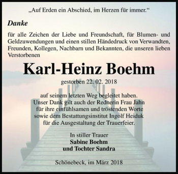Traueranzeige von Karl-Heinz Boehm  von Magdeburger Volksstimme