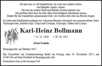 Traueranzeige von Karl-Heinz Bollmann  von Magdeburger Volksstimme