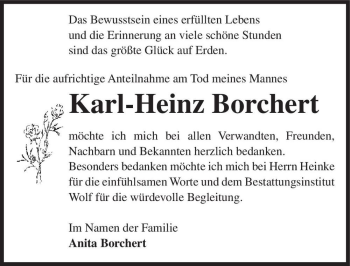 Traueranzeige von Karl-Heinz Borchert  von Magdeburger Volksstimme
