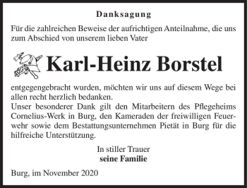 Traueranzeige von Karl-Heinz Borstel  von Magdeburger Volksstimme