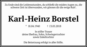 Traueranzeige von Karl-Heinz Borstel  von Magdeburger Volksstimme