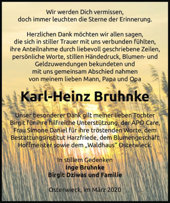 Traueranzeige von Karl-Heinz Bruhnke  von Magdeburger Volksstimme