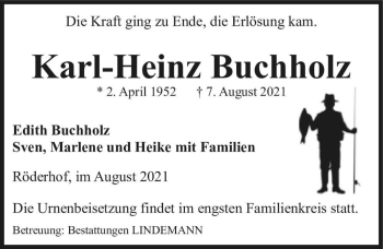 Traueranzeige von Karl-Heinz Buchholz  von Magdeburger Volksstimme