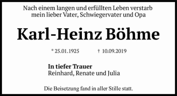 Traueranzeige von Karl-Heinz Böhme  von Magdeburger Volksstimme