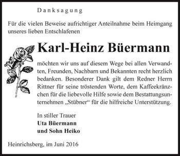 Traueranzeige von Karl-Heinz Büermann  von Magdeburger Volksstimme