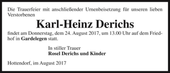 Traueranzeige von Karl-Heinz Derichs  von Magdeburger Volksstimme