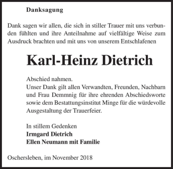 Traueranzeige von Karl-Heinz Dietrich  von Magdeburger Volksstimme