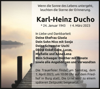 Traueranzeige von Karl-Heinz Ducho  von Magdeburger Volksstimme