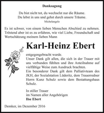 Traueranzeige von Karl-Heinz Ebert  von Magdeburger Volksstimme