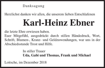 Traueranzeige von Karl-Heinz Ebner  von Magdeburger Volksstimme