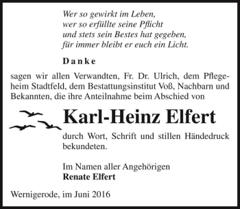 Traueranzeige von Karl-Heinz Elfert  von Magdeburger Volksstimme