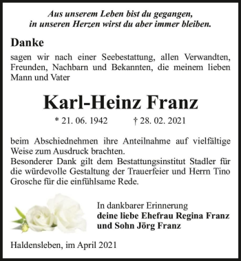 Traueranzeige von Karl-Heinz Franz  von Magdeburger Volksstimme