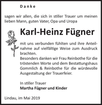 Traueranzeige von Karl-Heinz Fügner  von Magdeburger Volksstimme