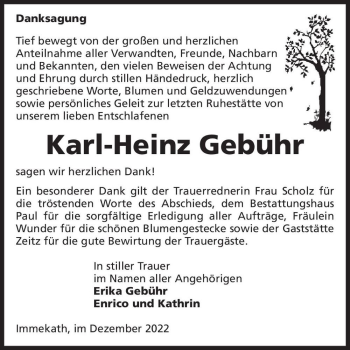 Traueranzeige von Karl-Heinz Gebühr  von Magdeburger Volksstimme
