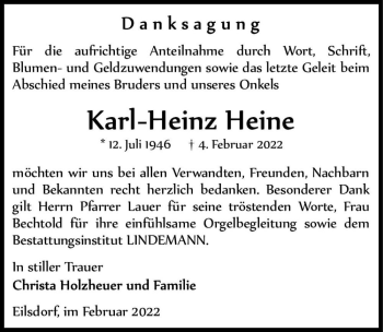 Traueranzeige von Karl-Heinz Heine  von Magdeburger Volksstimme