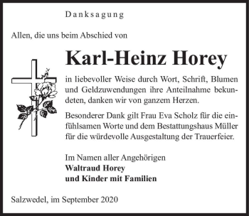 Traueranzeige von Karl-Heinz Horey  von Magdeburger Volksstimme
