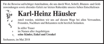 Traueranzeige von Karl-Heinz Häusler  von Magdeburger Volksstimme