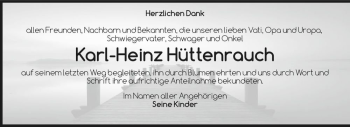Traueranzeige von Karl-Heinz Hüttenrauch  von Magdeburger Volksstimme