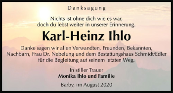 Traueranzeige von Karl-Heinz Ihlo  von Magdeburger Volksstimme